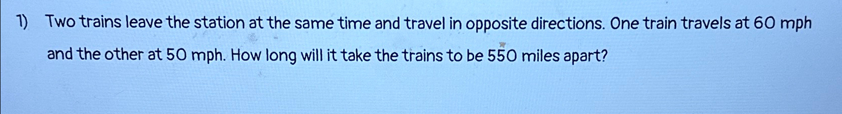 Solved Two Trains Leave The Station At The Same Time And Chegg