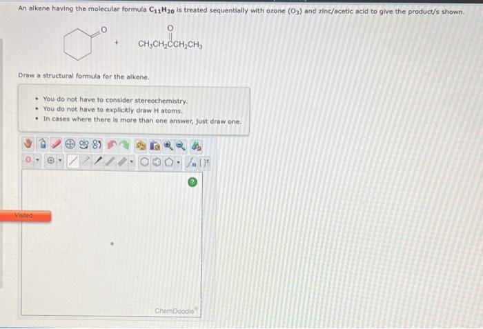 Solved An Alkene Having The Molecular Formula C11H20 Is Chegg