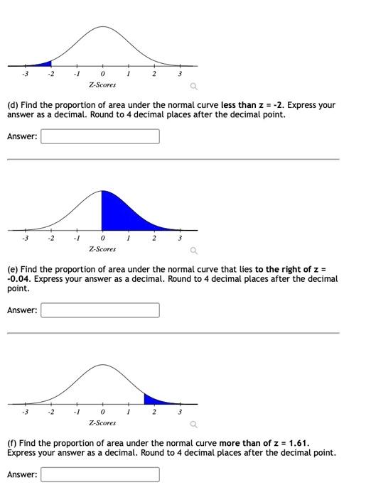 Solved A Find The Proportion Of Area Under The Normal Chegg