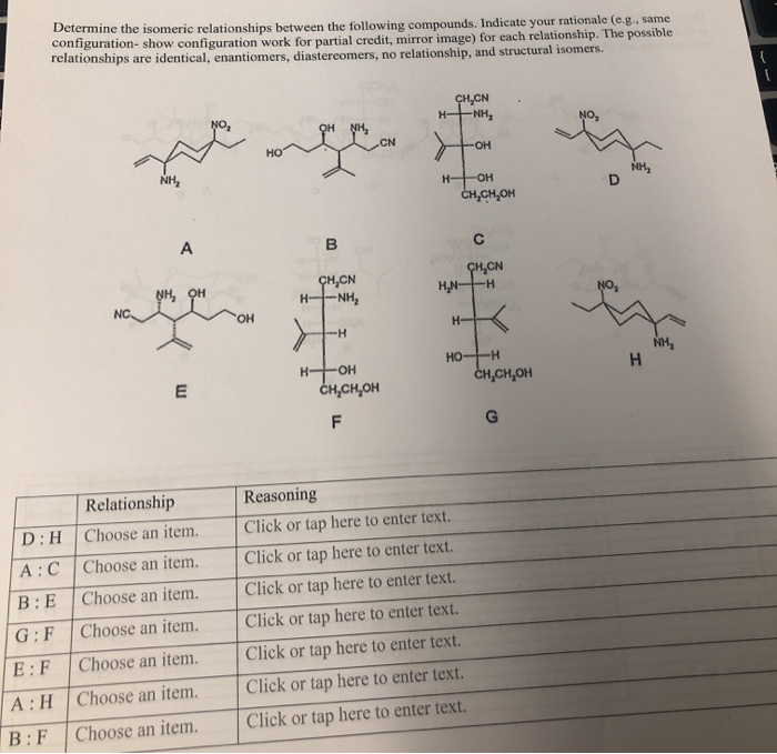 Solved Determine The Isomeric Relationships Between The Chegg