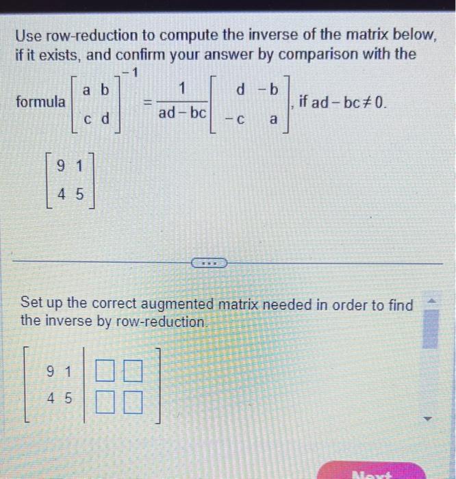 Solved Use Row Reduction To Compute The Inverse Of The Chegg