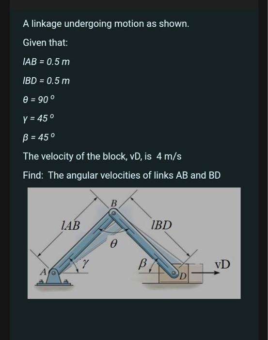 Solved A Linkage Undergoing Motion As Shown Given That Iab Chegg