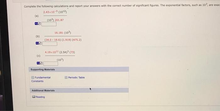 Solved Complete The Following Calculations And Report Your Chegg