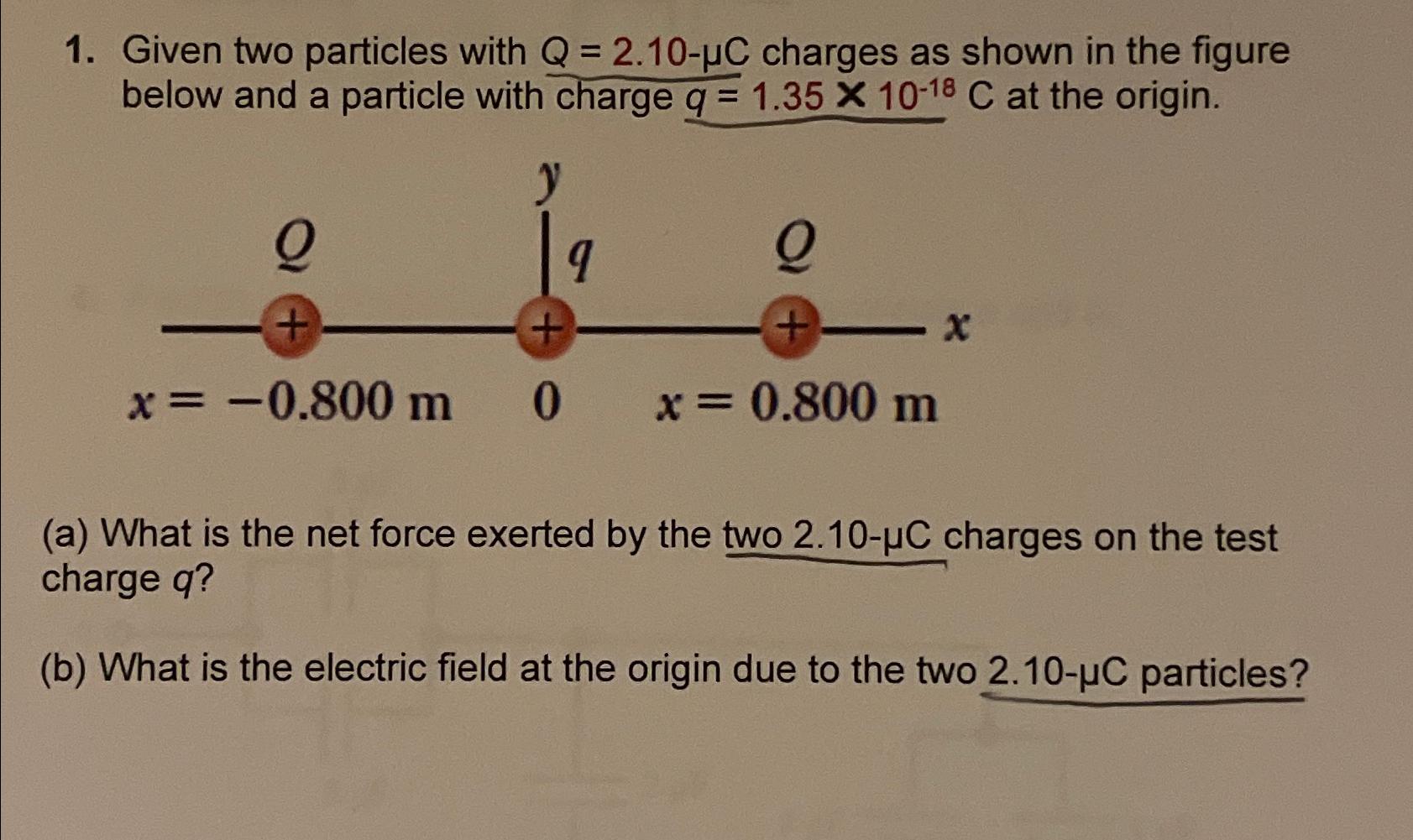 Solved Given two particles with Q 2 10 μC charges as shown Chegg