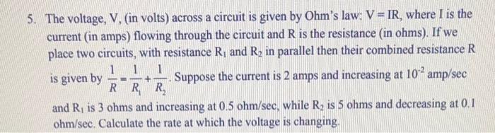 Solved Need Some Help The Voltage V In Volts Across A