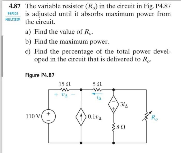 The Variable Resistor Ro In The Circuit In Fig Chegg