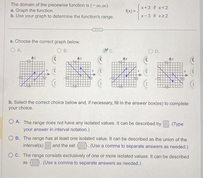 Solved The Domain Of The Piecewise Function Is A Chegg