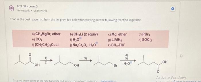 Solved Choose The Best Reagent S From The List Provided Chegg