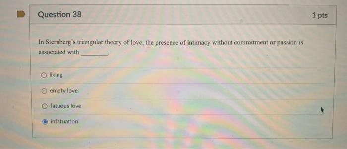 Solved Question Pts In Sternberg S Triangular Theory Of Chegg