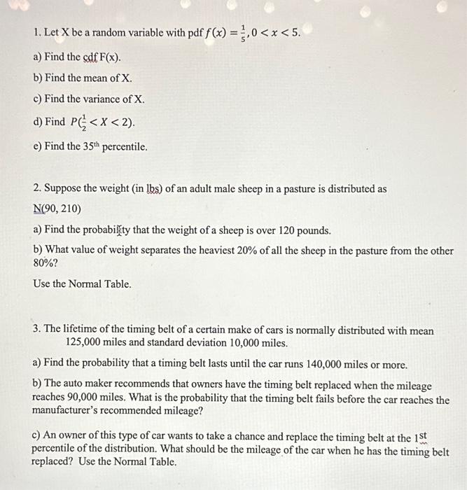 Solved Let X Be A Random Variable With Pdf F X Chegg