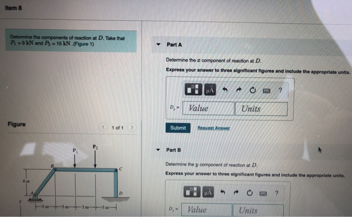 Solved Item 8 Determine The Components Of Reaction At D Chegg