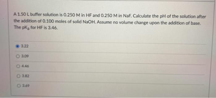 Solved A L Buffer Solution Is M In Hf And M Chegg