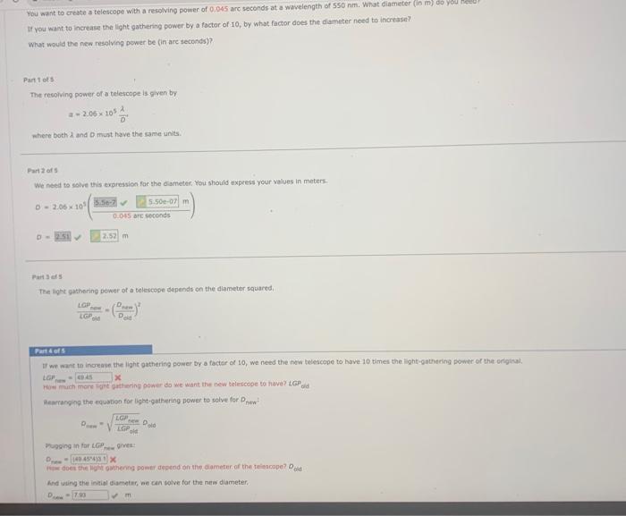 Solved You Want To Create A Telescope With A Resolving Power Chegg