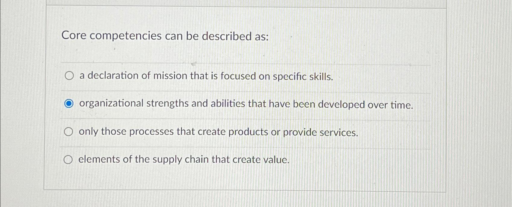 Solved Core Competencies Can Be Described As A Declaration Chegg