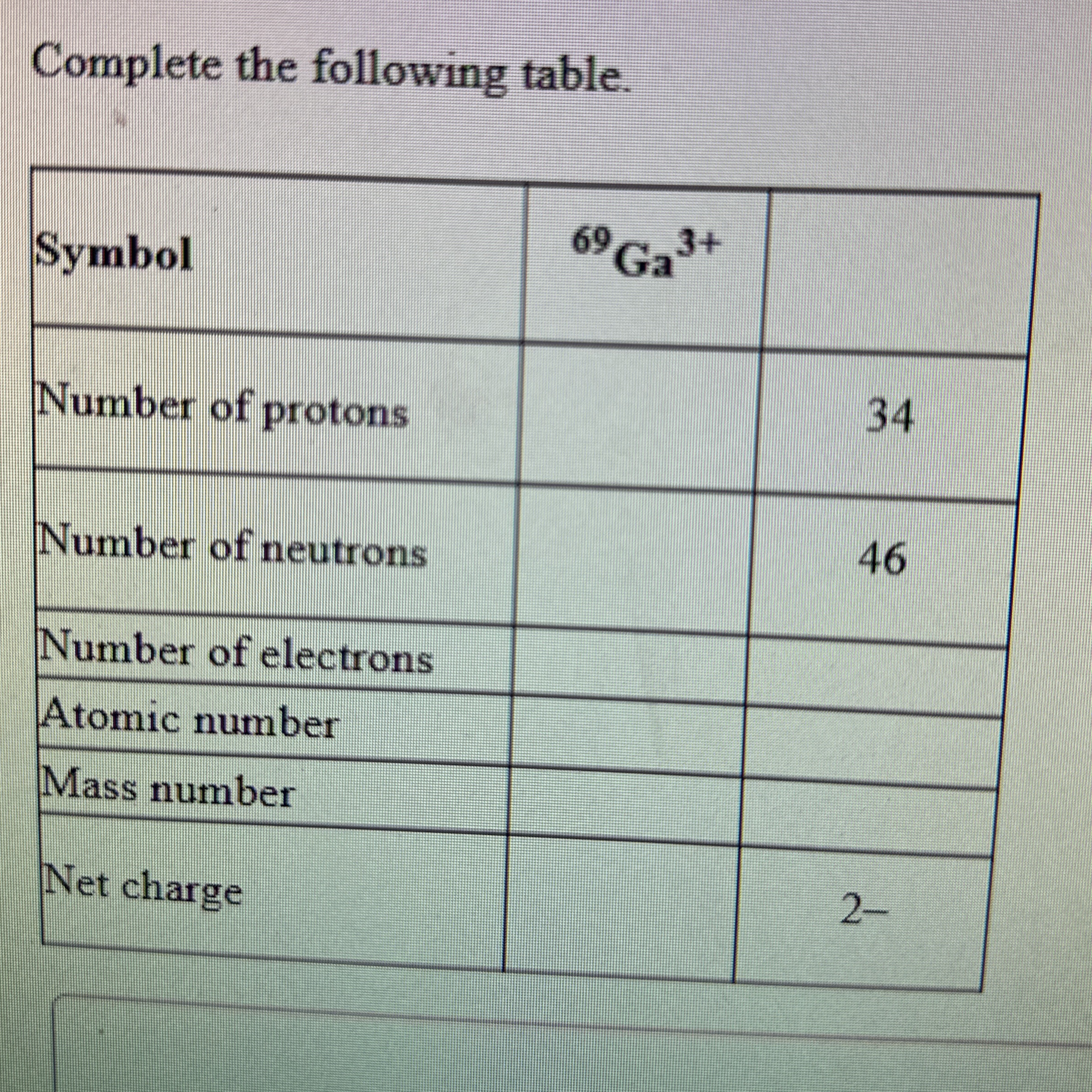 Complete The Following Chegg