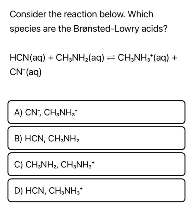 Solved Consider The Reaction Below Which Species Are Th