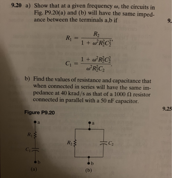 Solved 9 20 A Show That At A Given Frequency W The Chegg