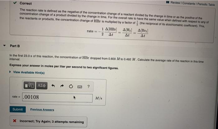 Solved Review I Constants Periodic Table Correct The Chegg