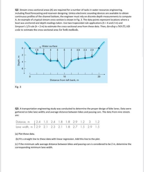 Solved Q Stream Cross Sectional Areas A Are Required For Chegg