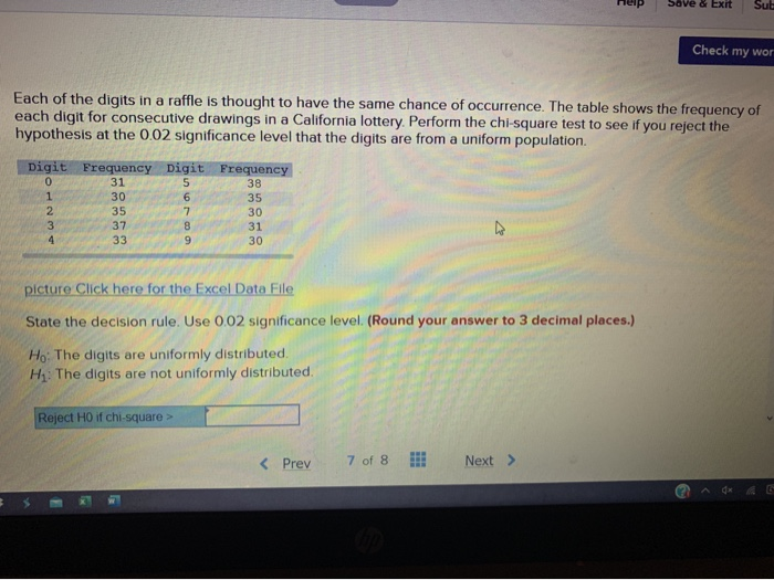 Solved Ip Lalu Check My Wor Each Of The Digits In A Raffle Chegg