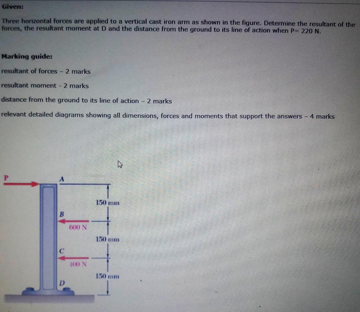 Solved Given Three Horizontal Forces Are Applied To A Chegg