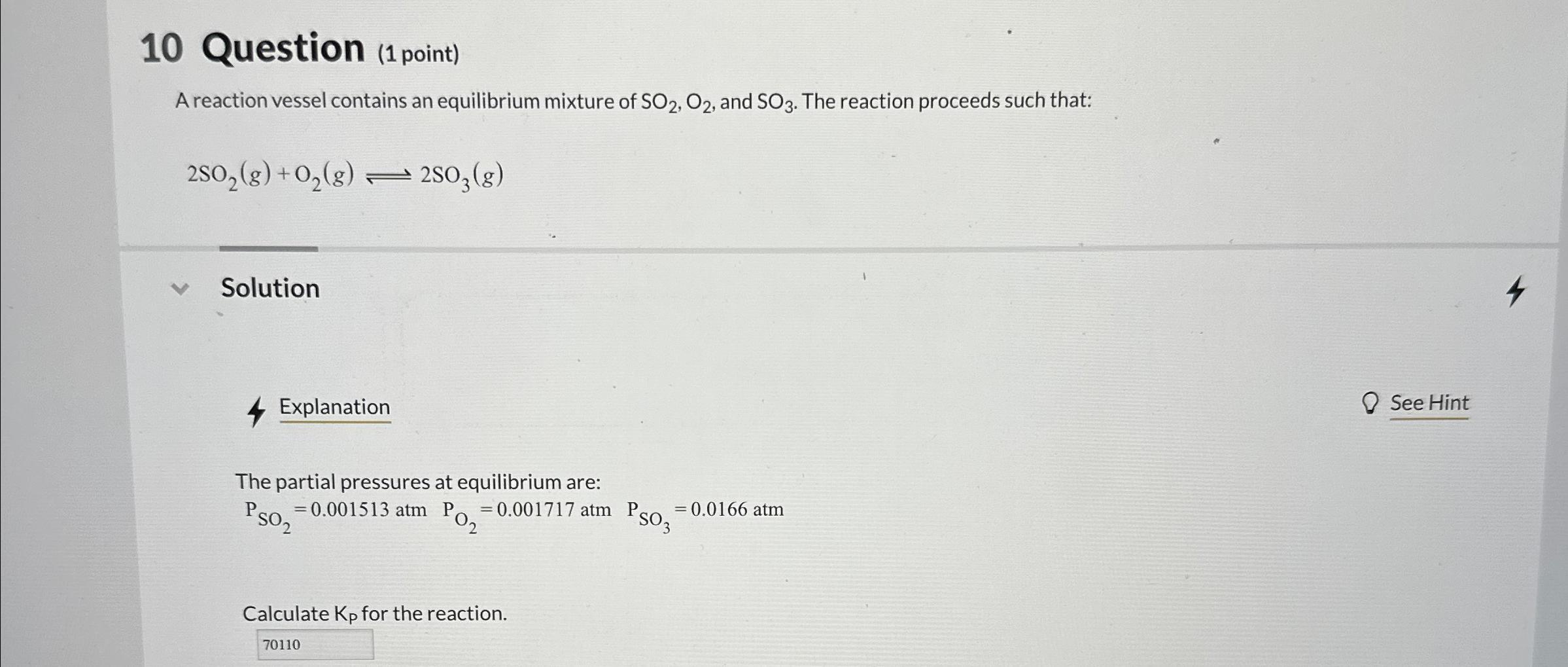 Solved Question Point A Reaction Vessel Contains An Chegg