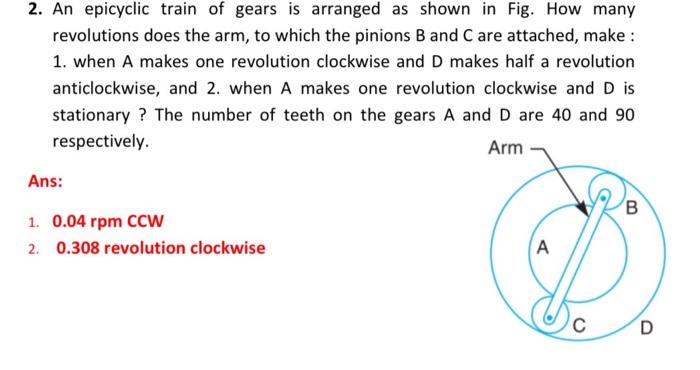 Solved An Epicyclic Train Of Gears Is Arranged As Shown Chegg