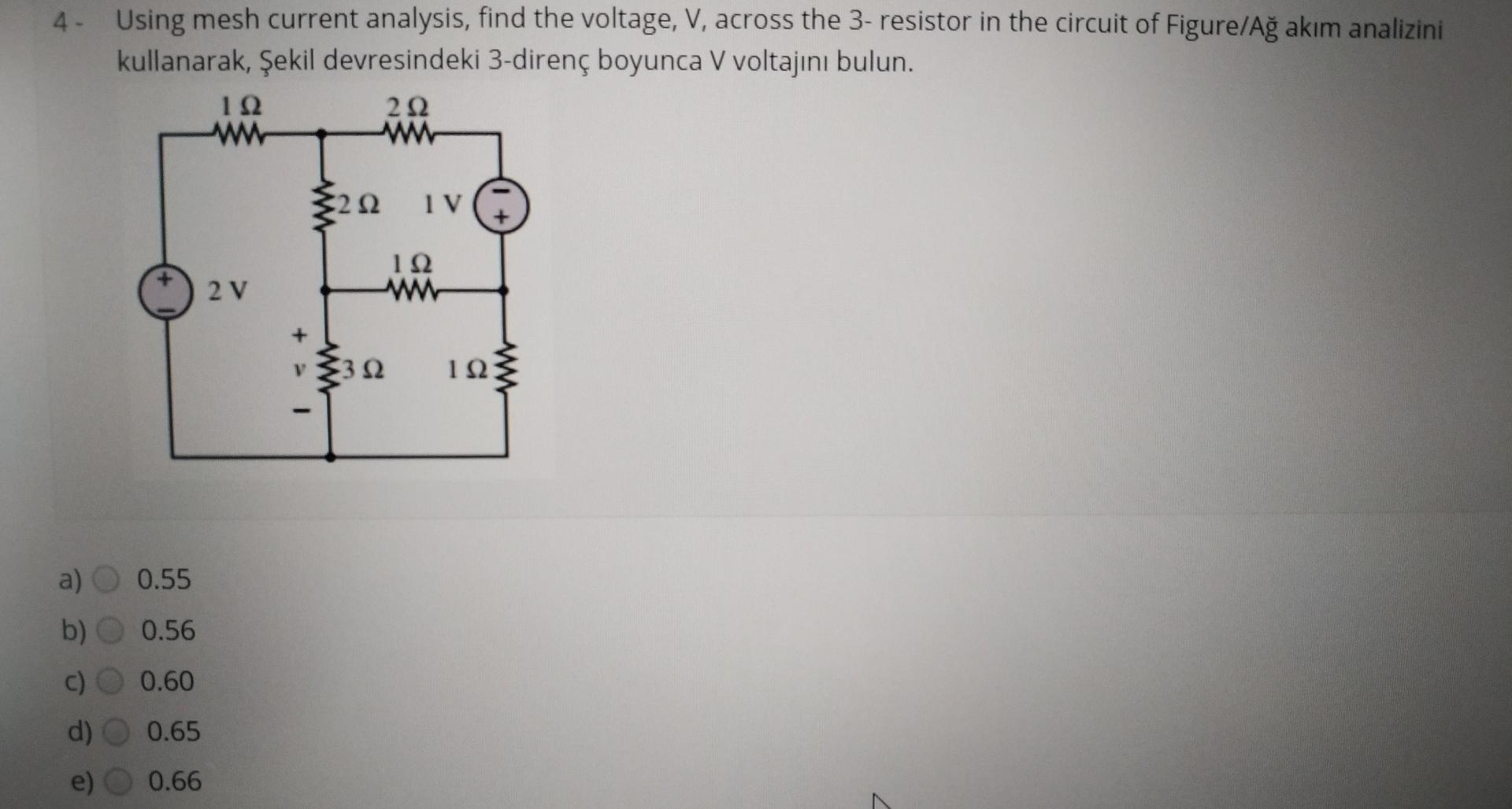 Solved Using Mesh Current Analysis Find The Volt