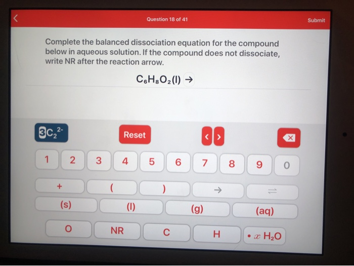 Solved Complete The Balanced Dissociation Equation For The Chegg