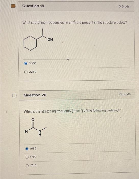 Solved What Stretching Frequencies In Cm1 Are Present In Chegg