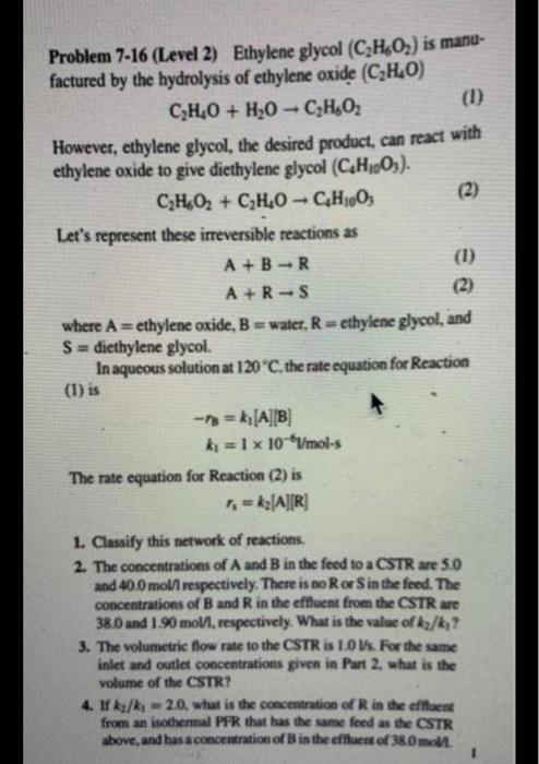 Solved Problem 7 16 Level 2 Ethylene Glycol CH O2 Is Chegg