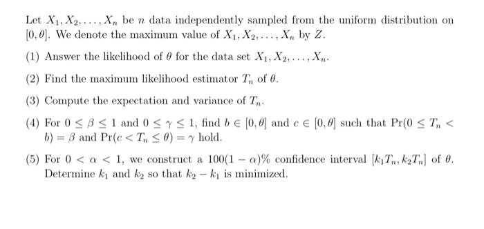 Solved Let X X Ldots X N Be N Chegg