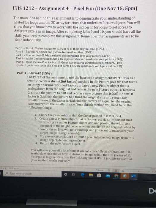 Solved Itis Assignment Pixel Fun Due Nov Chegg