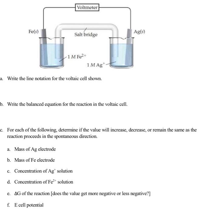 Solved A Write The Line Notation For The Voltaic Cell Chegg