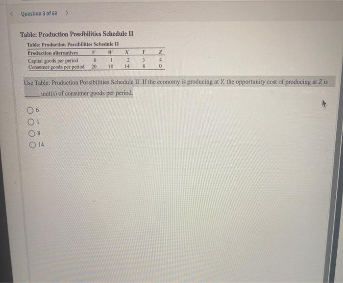 Solved Question Of Table Production Possibilities Chegg