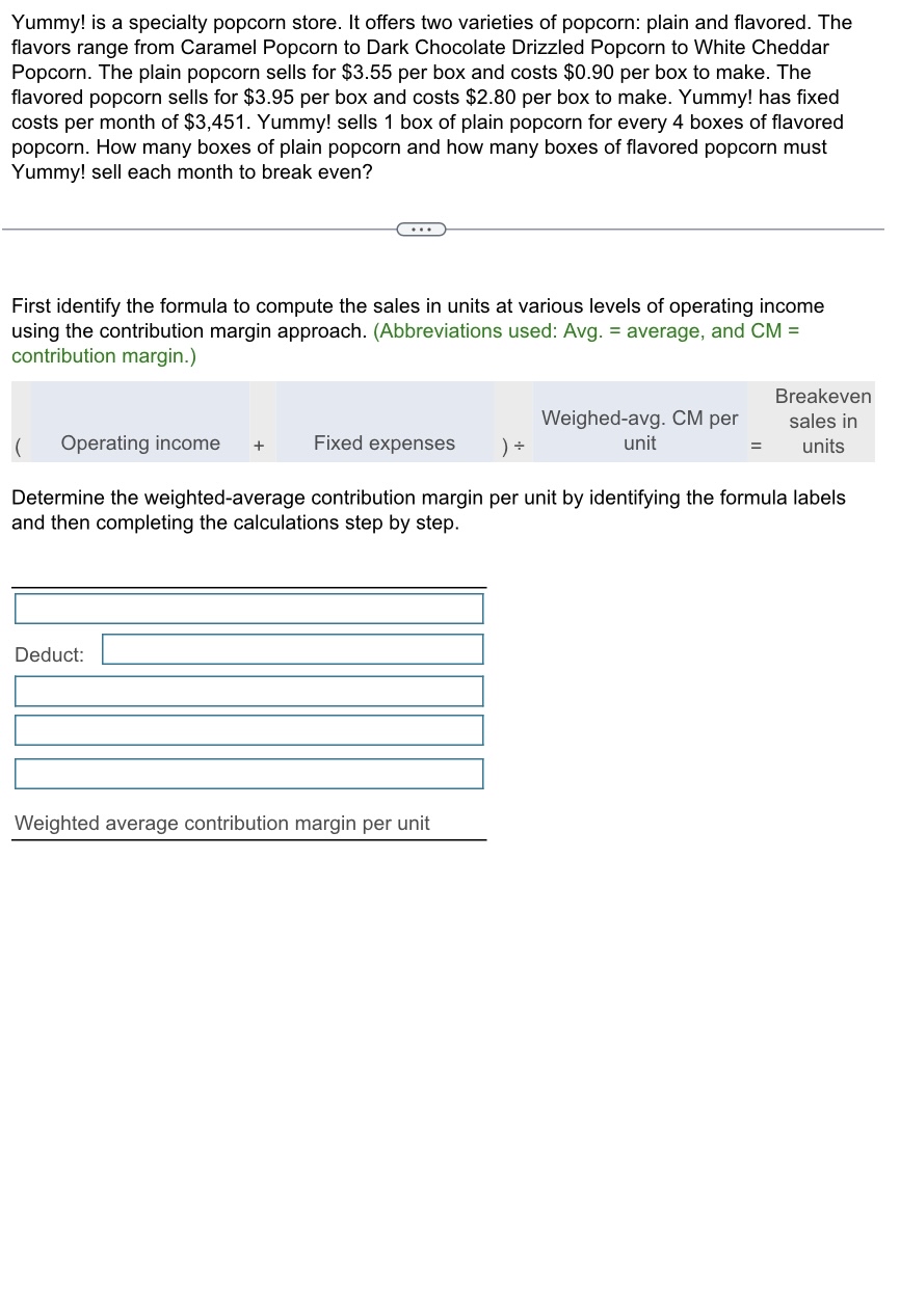 Solved Determine The Weighted Average Contribution Margin Chegg