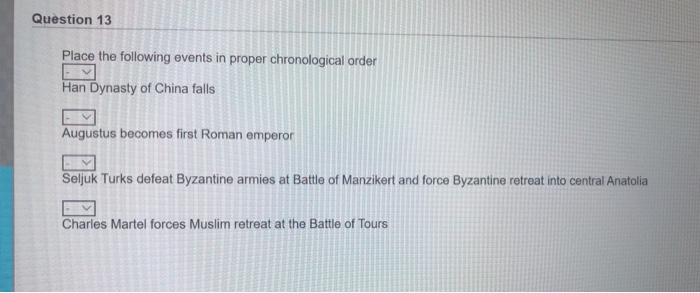 Solved Question Place The Following Events In Proper Chegg