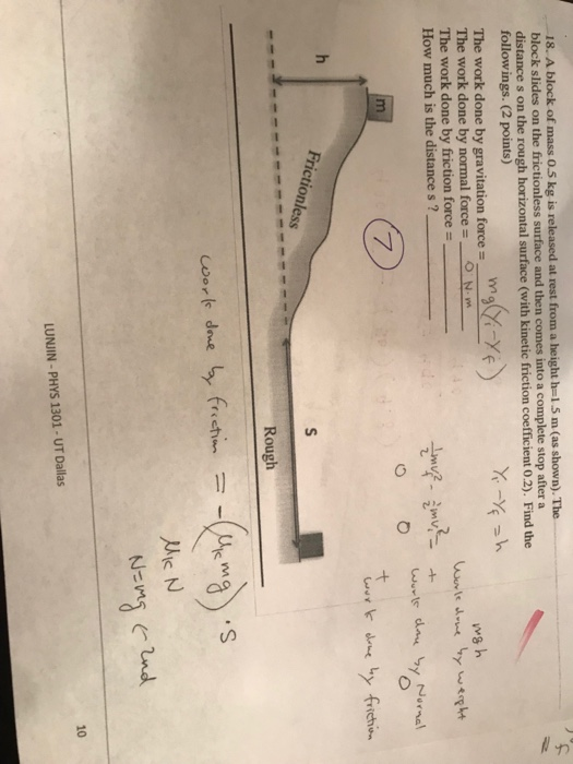 Solved Of A Block Of Mass Kg Is Released At Rest Chegg