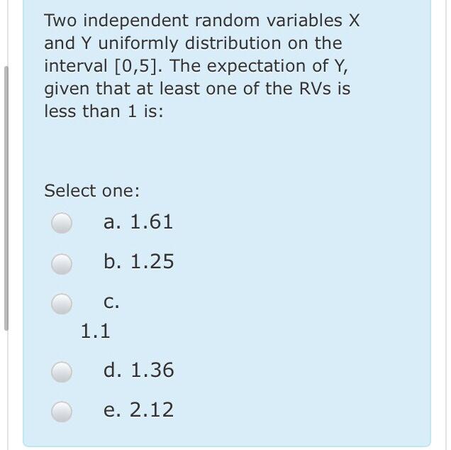 Solved Two Independent Random Variables X And Y Uniformly Chegg