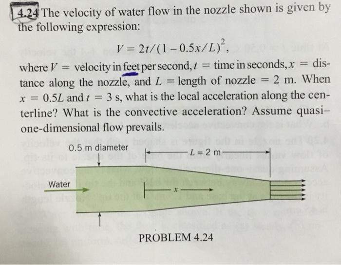 Solved 4 24 The Velocity Of Water Flow In The Nozzle Shown Chegg