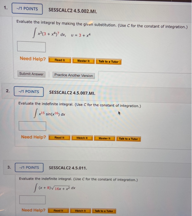 Solved Points Sesscalc Mi Evaluate The Chegg