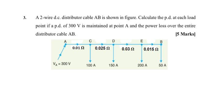 Solved A 2 Wire D C Distributor Cable AB Is Shown In Chegg