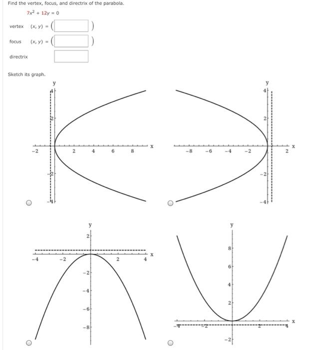 Solved Find The Vertex Focus And Directrix Of The Chegg