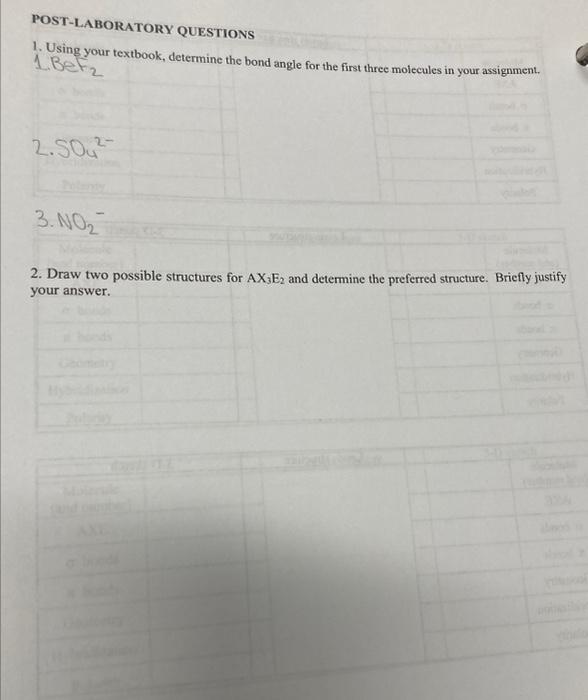 Solved POST LABORATORY QUESTIONS 1 Using Your Textbook Chegg