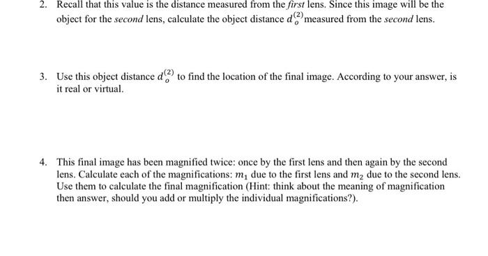 Solved Problem 3 Two Lens System Two Lenses Are Placed 1 Chegg