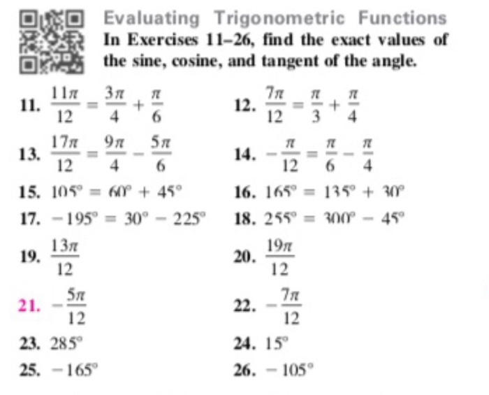 Solved D O Evaluating Trigonometric Functions In Exercises Chegg