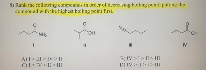 Solved Rank The Following Compounds In Order Of Chegg