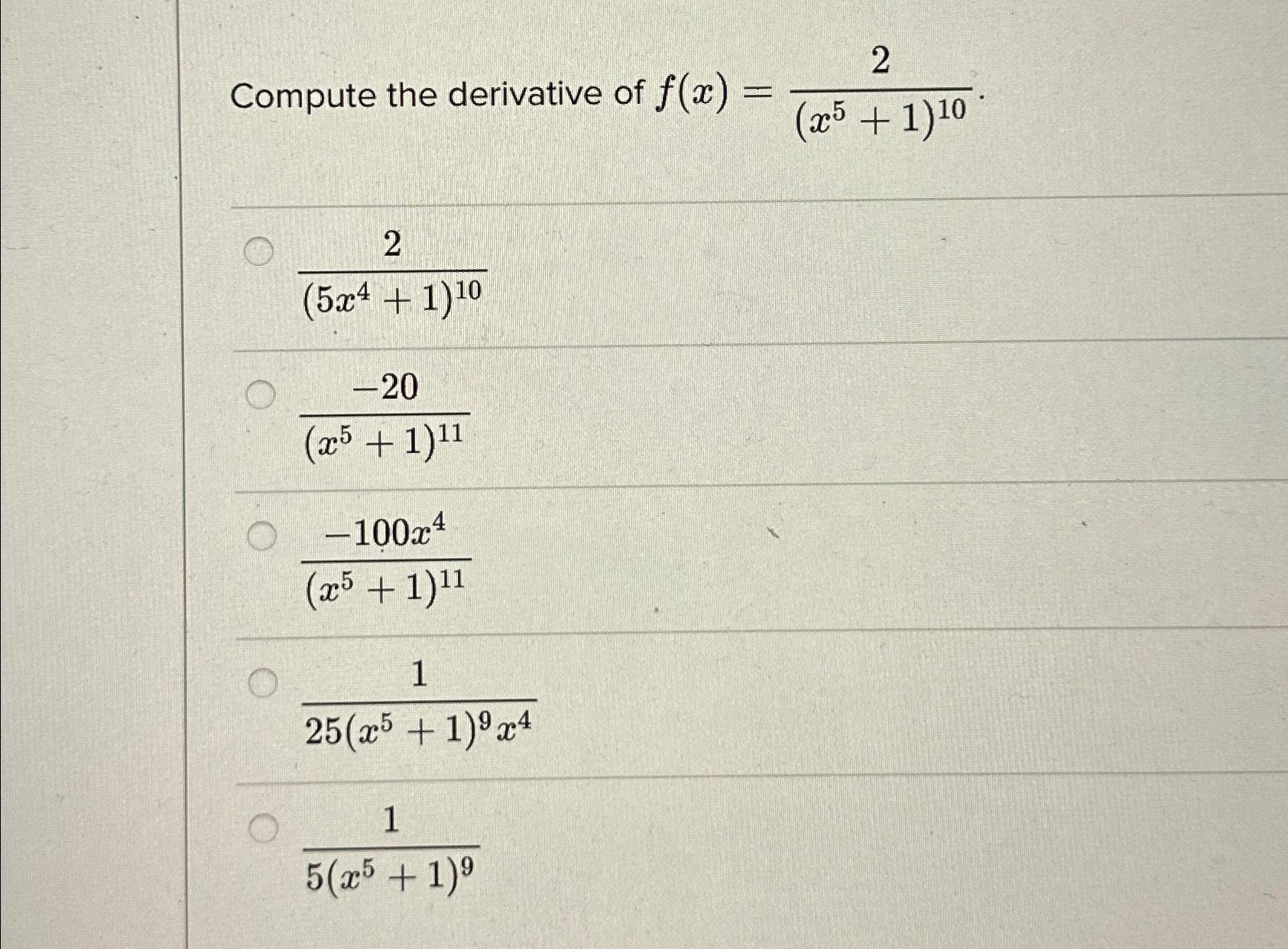 Solved Compute The Derivative Of Chegg