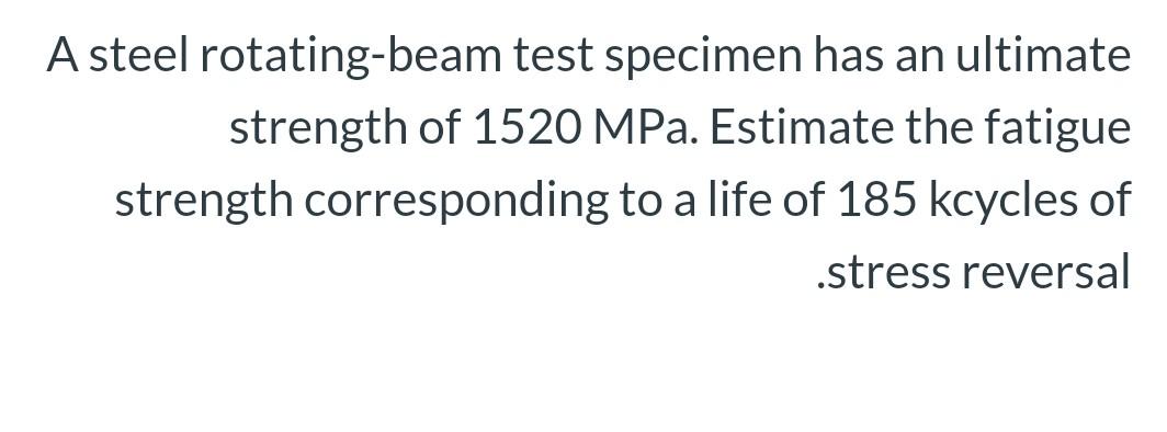 Solved A Steel Rotating Beam Test Specimen Has An Ultimate Chegg