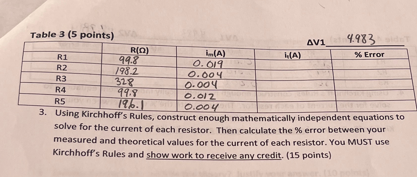 Table Points Using Kirchhoff S Rules Chegg